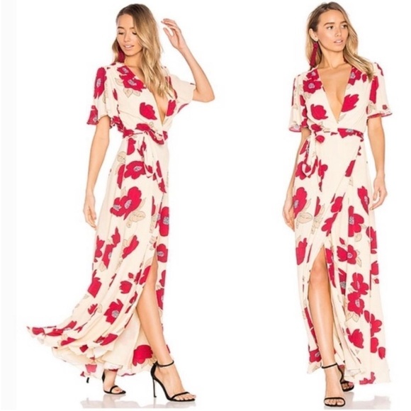 REVOLVE Floral Maxi Dress in Cream and Red - Picture 2 of 10